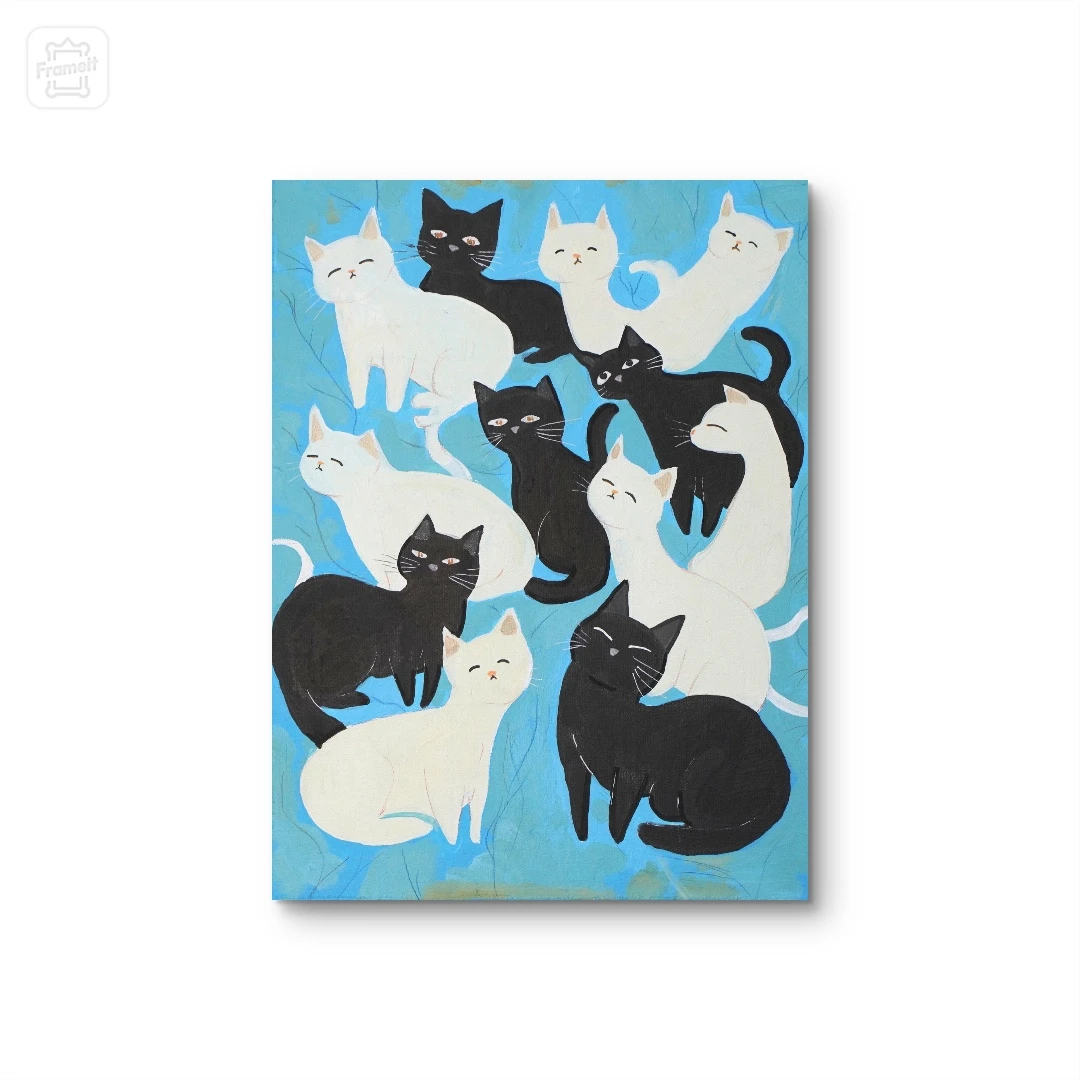 【猫咪家族】原创手绘挂画 “30*40” No.963