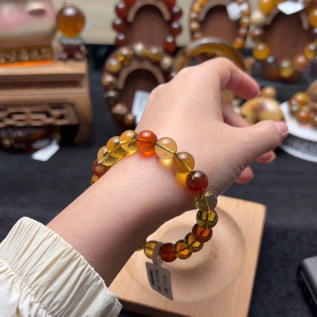 琥珀未镶嵌珠宝奇石9.5mm茶宝