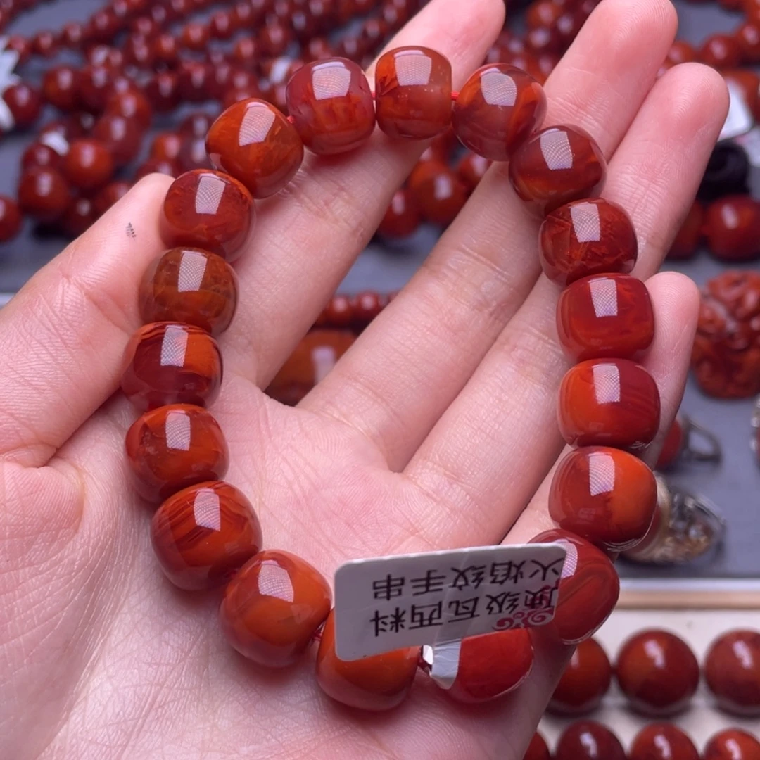 禾***园南红玛瑙未镶嵌其他12➕精品瓦西火焰纹老型手串