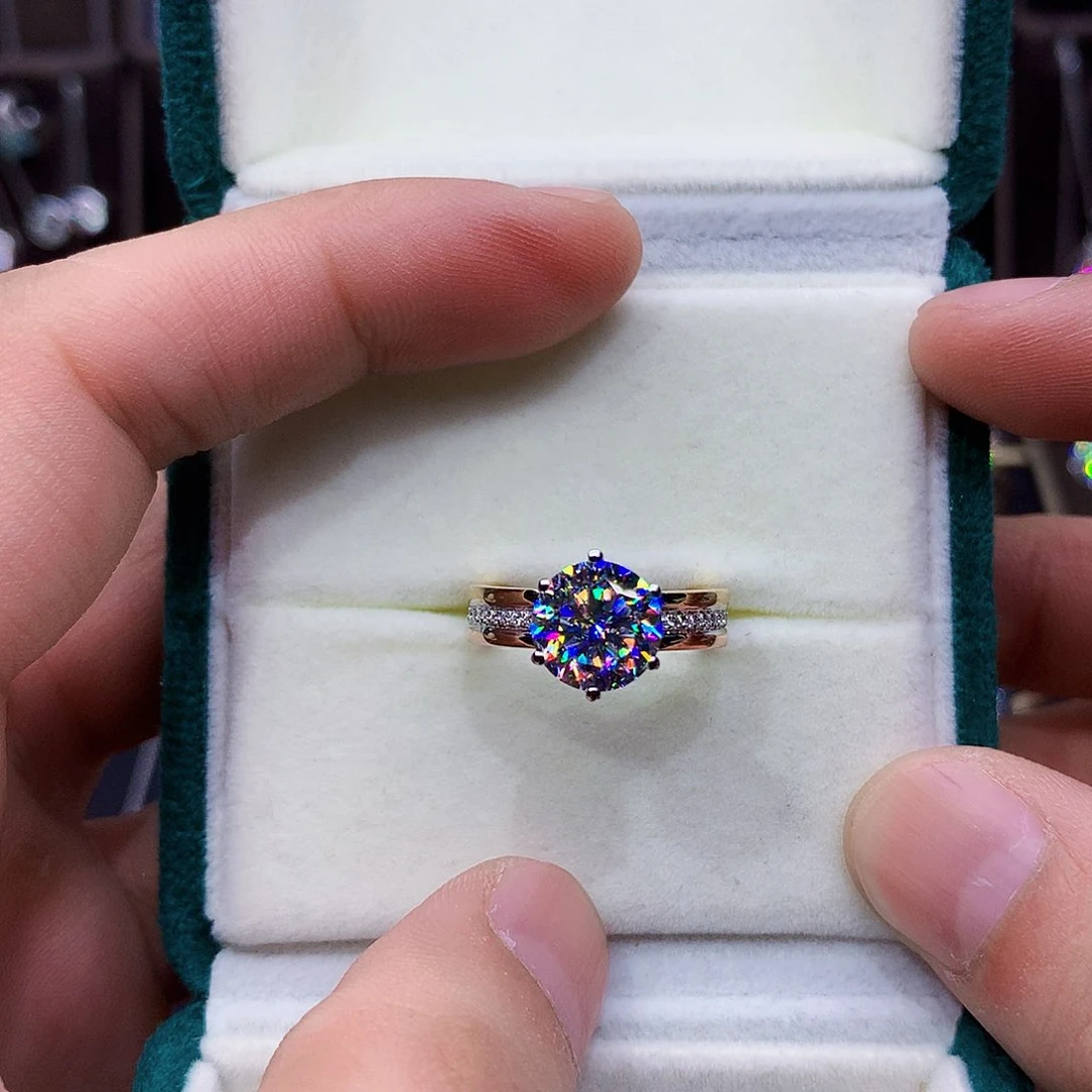 戒指/指环18K金镶嵌合成碳硅石（莫桑石）Y*.