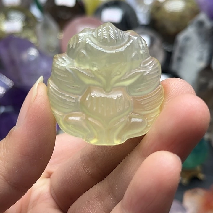 未镶嵌珠宝半成品水晶22克黄水晶狐狸牌
