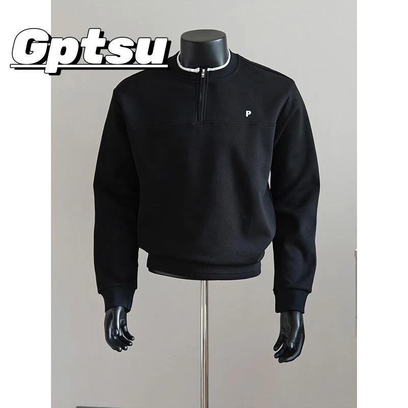 GPTSu假两件字母刺绣圆领卫衣男秋季穿搭美式重磅高级感正肩外套