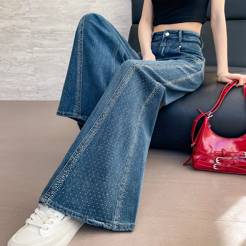 牛仔裤女裤高腰直筒洋气流行微喇裤女款爆款2025新款