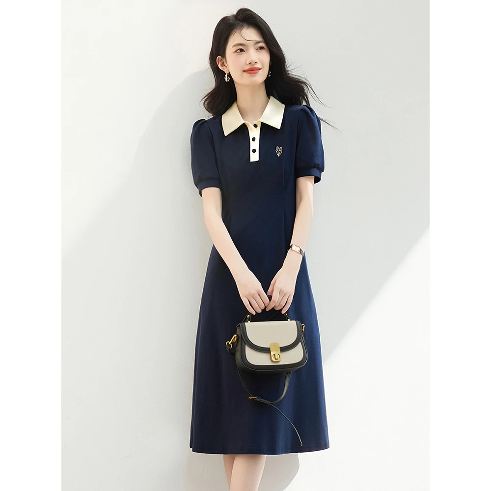 时尚连衣裙女夏2025年新款高级感小个子气质减龄宽松显瘦短袖裙子