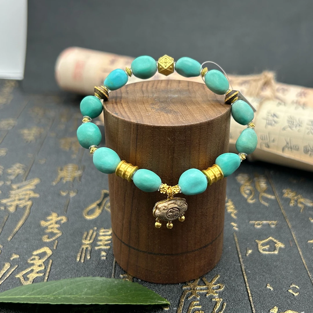 品众珠宝百搭DIY时尚简约款精致糖豆绿松石手链-  79267