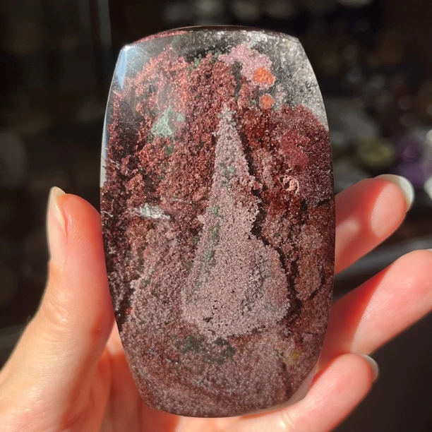 天然水晶红幽灵摆件手把件尺寸82.3×47.4×22.5mm