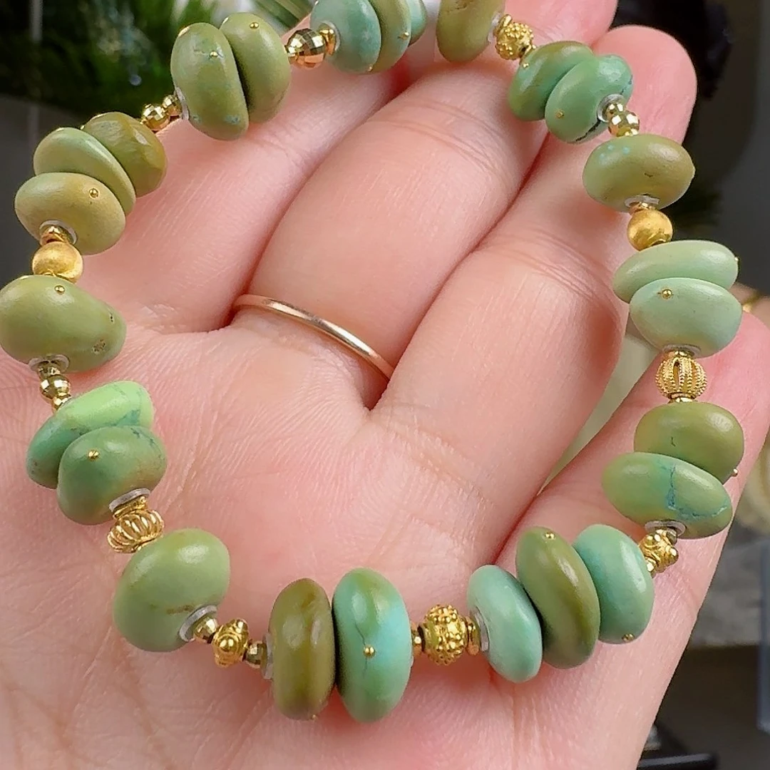 绿松石珠宝奇石18K金镶嵌