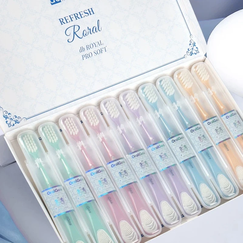 OralGos英国品牌马卡龙配色软毛两用高档牙刷洁齿护龈舌苔清洁