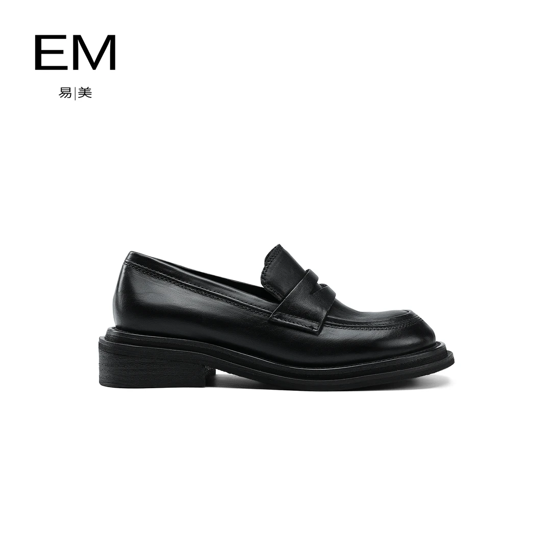 2024EM原创设计新款厚底圆头一脚蹬水洗马皮乐福鞋M5611