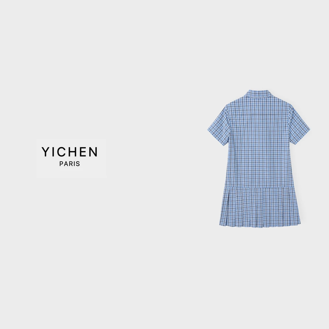 YC 蓝色格纹新配色经典小A裙-5096