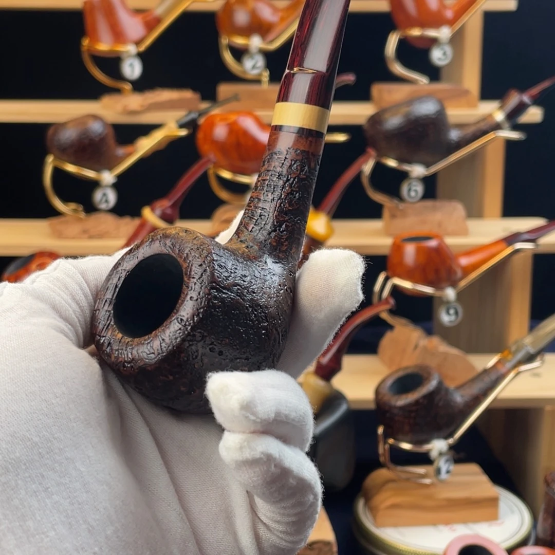 夜***央石楠木手工烟斗外交官