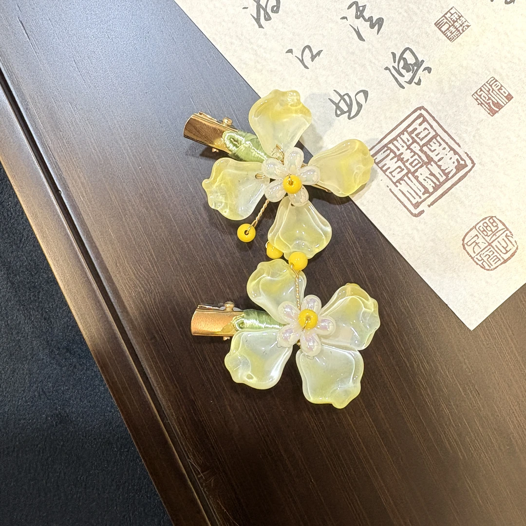 【云鬓花颜阁琉璃发夹】蝴蝶对夹（孤品）新中式汉服仙气古风发饰B149