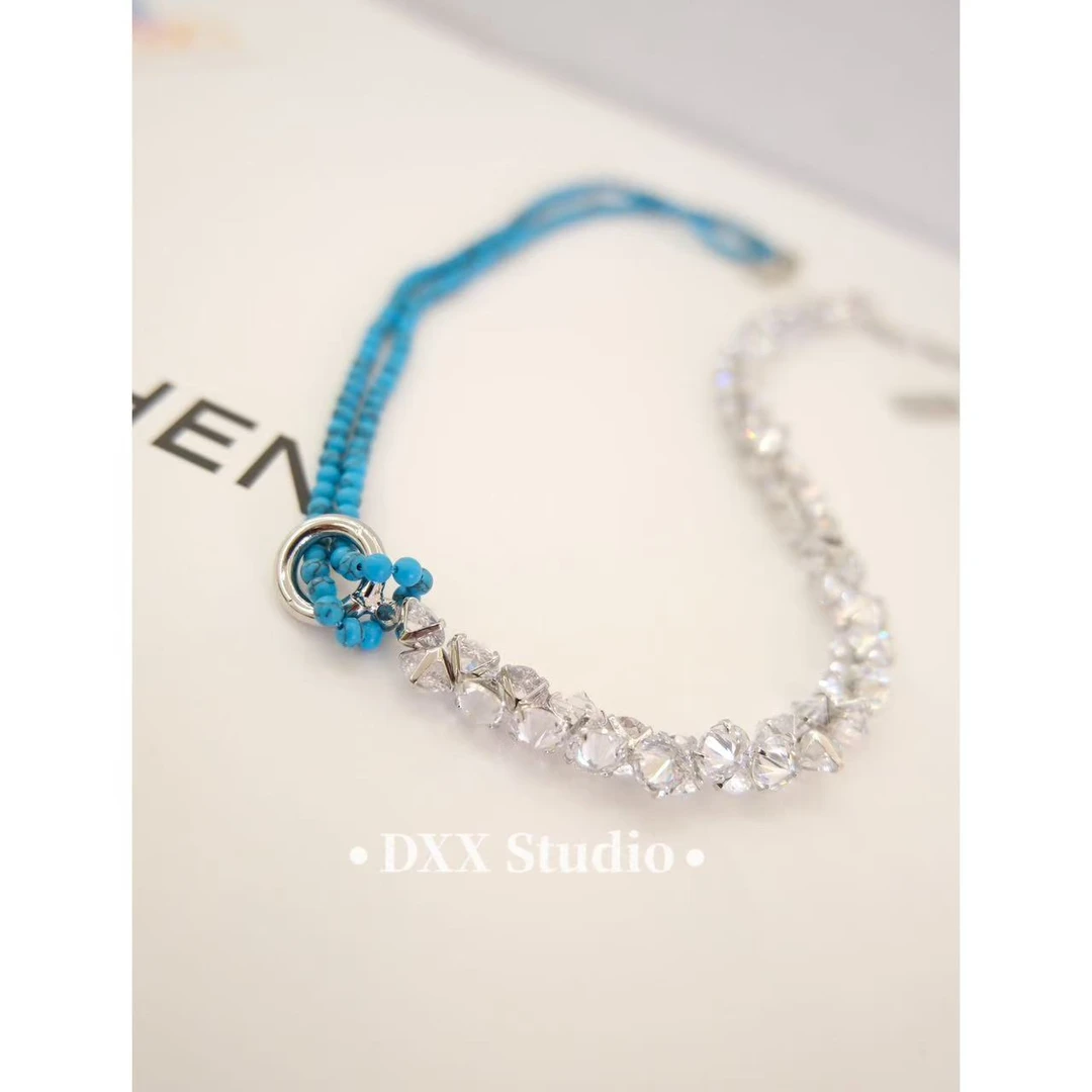 铜合金锆石项链 小众设计百搭拼接项链47202