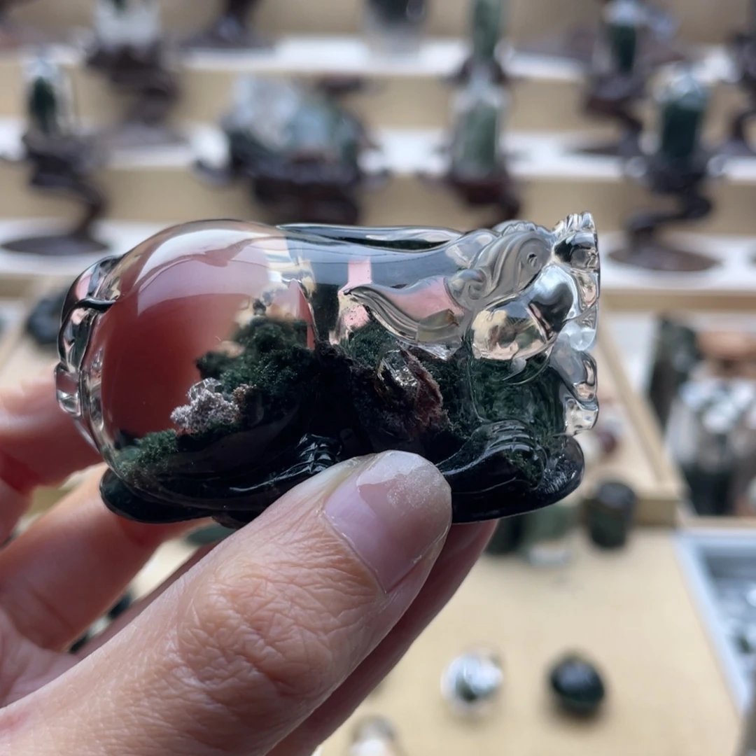 未镶嵌水晶颈饰绿幽灵貔貅摆件