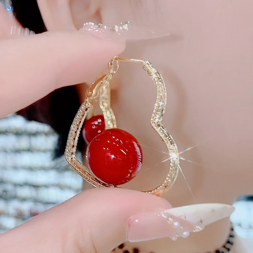 铜合金仿珍珠耳饰 265甜美风日韩轻奢精致百搭爱心珠珠耳环