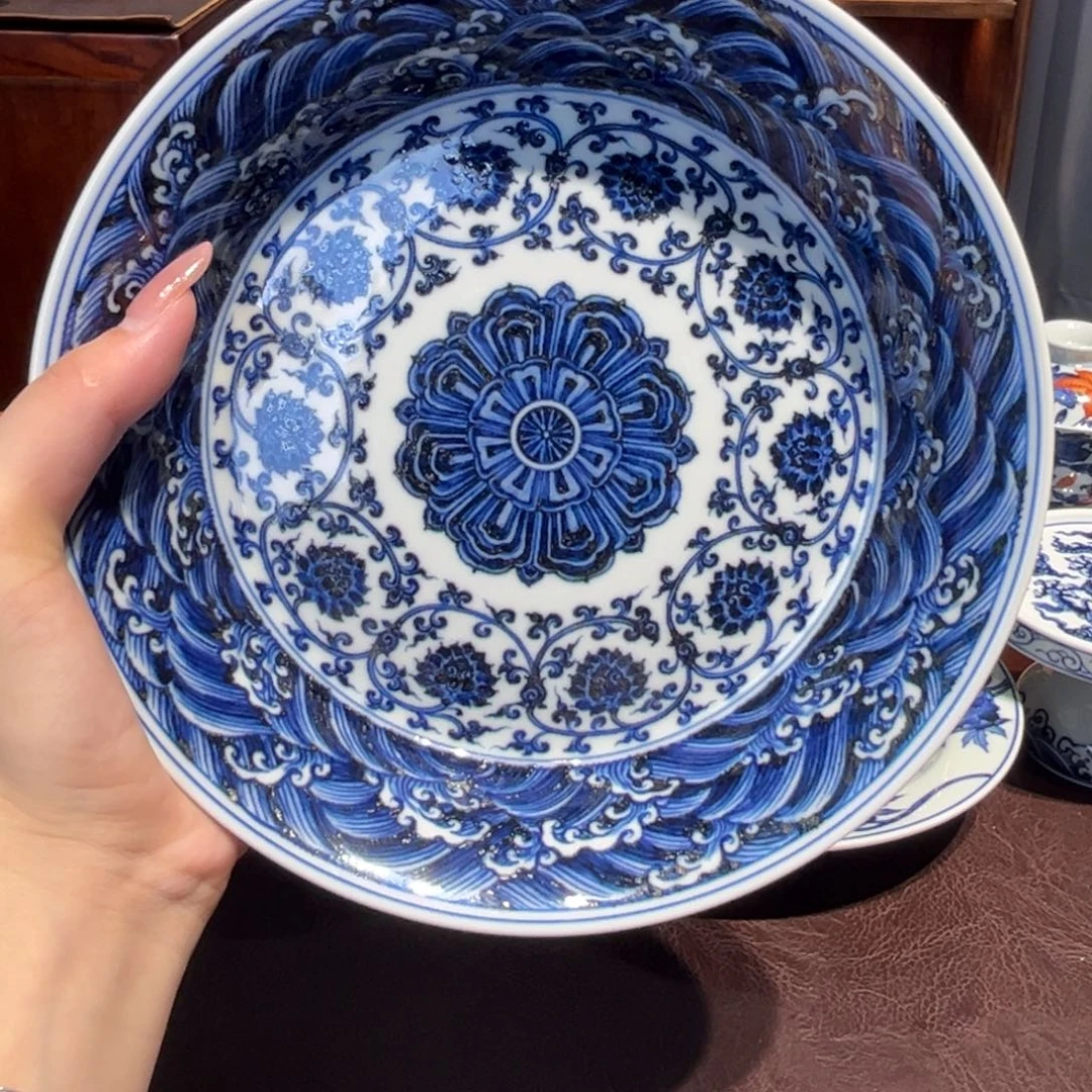 青花雯华堂手绘壶承