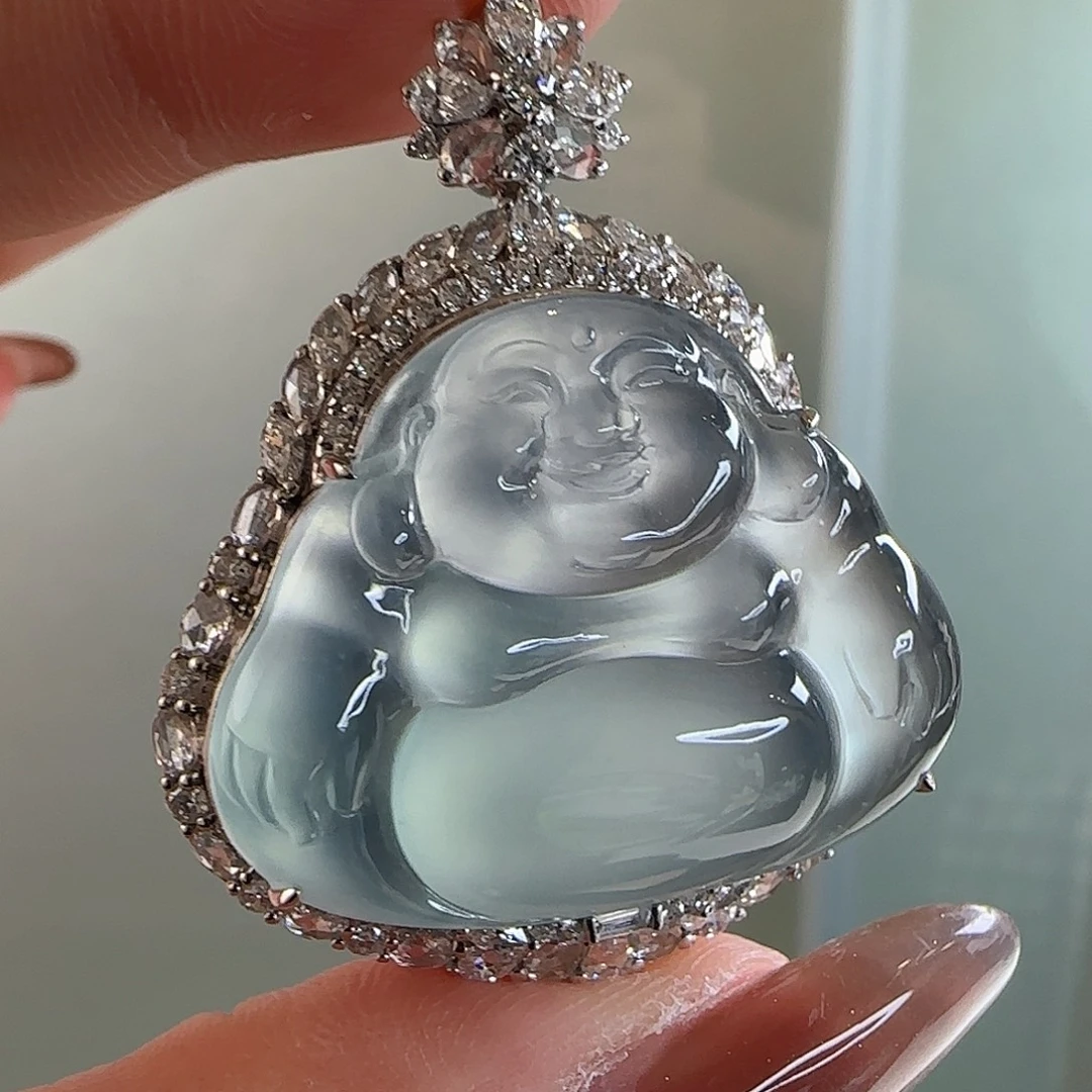 翡翠18K金镶嵌颈饰天然翡翠