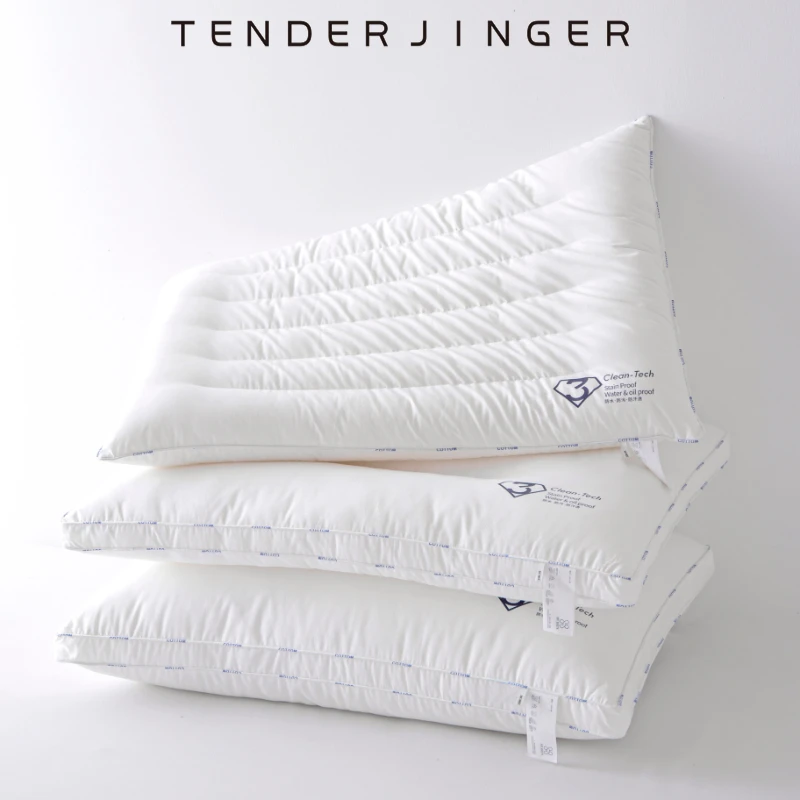 Tender Jinger全棉枕头防水油污护颈椎学生低枕可水洗成人高枕