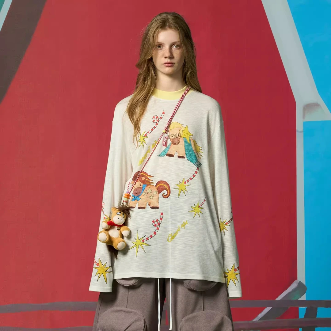 【现货】CHEERi UPi2026早春新款天马行空玩偶挂件长袖T恤