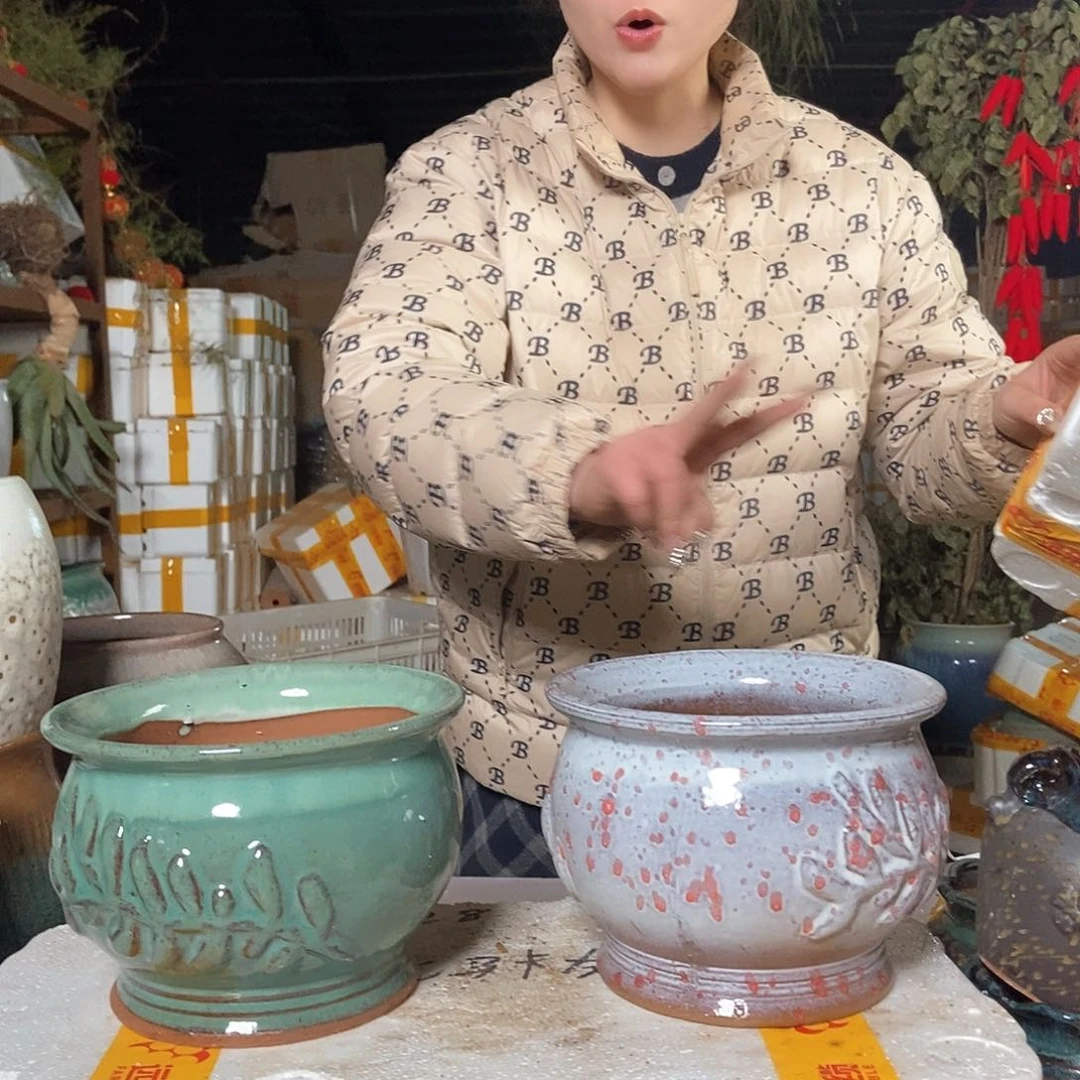 无铅玻璃花盆里栽松了