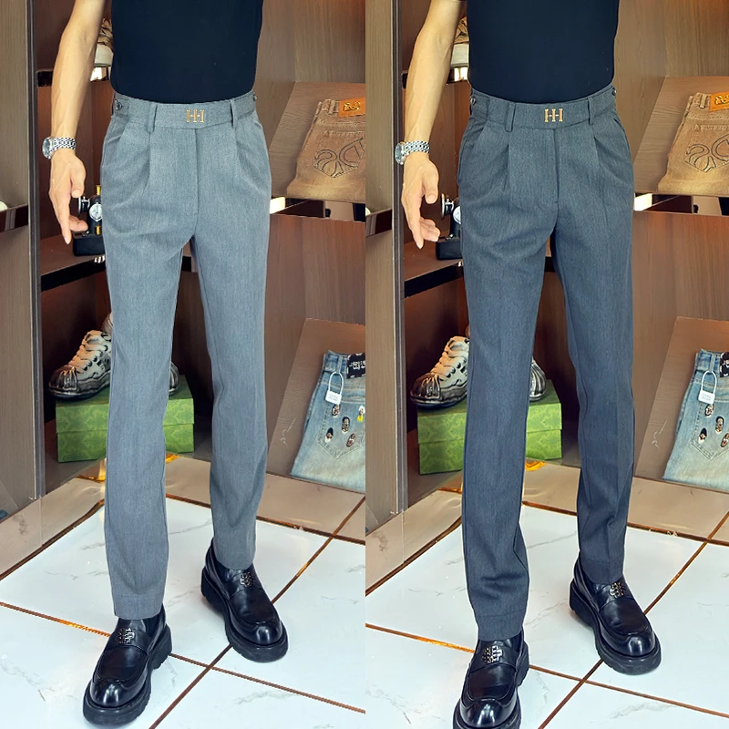 【轻奢高端】男士商务潮流百搭裤子弹力腰头时尚商务修身舒适休闲裤