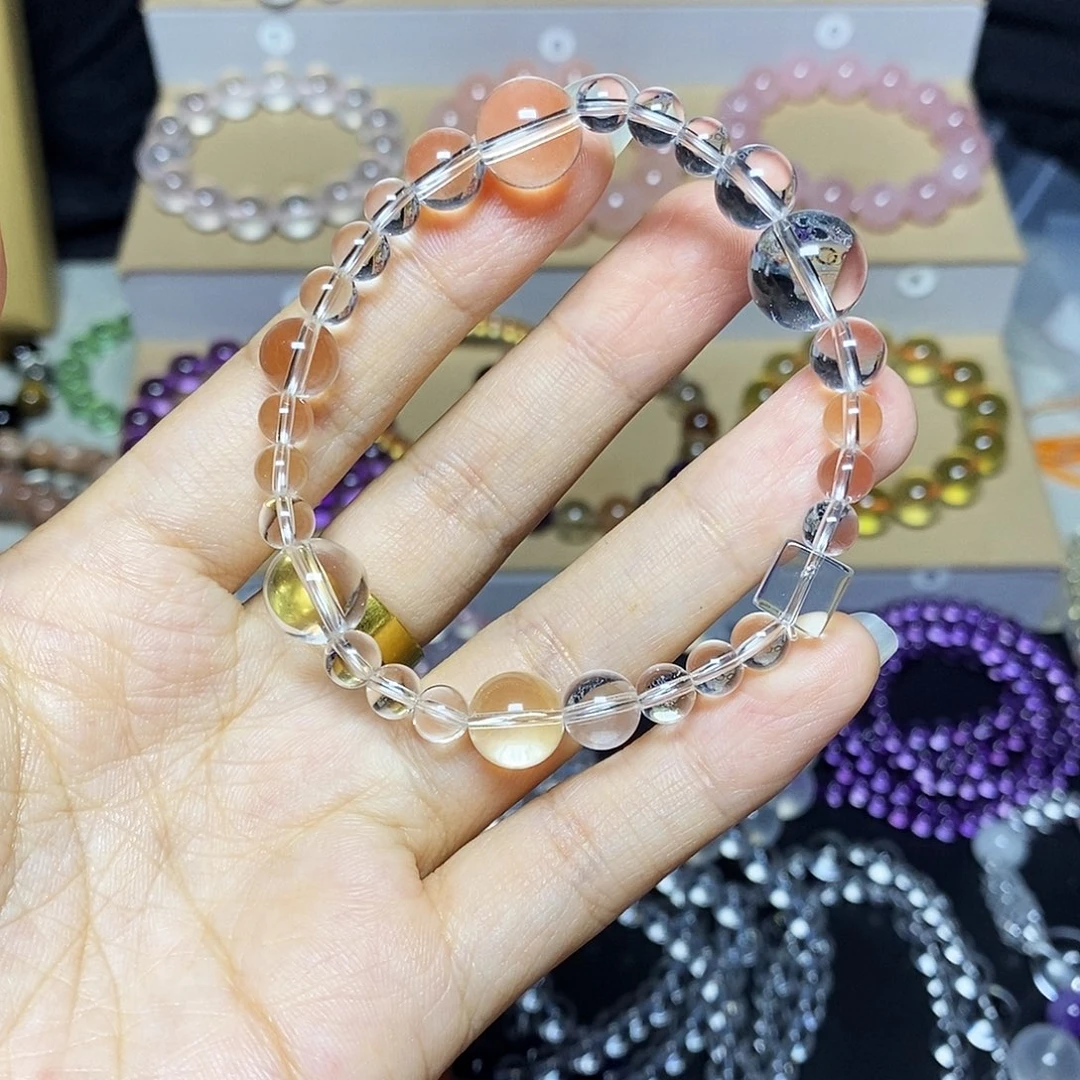 未镶嵌手链水晶白水晶小米泡泡珠