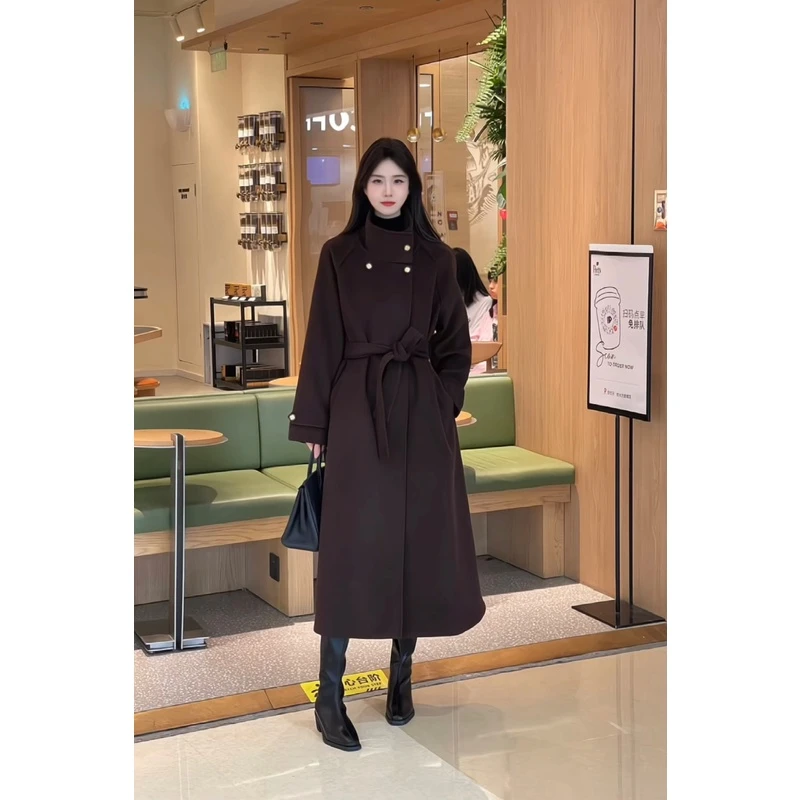 毛呢外套冬季新款小个子中长款韩系温柔风呢子大衣【N368】