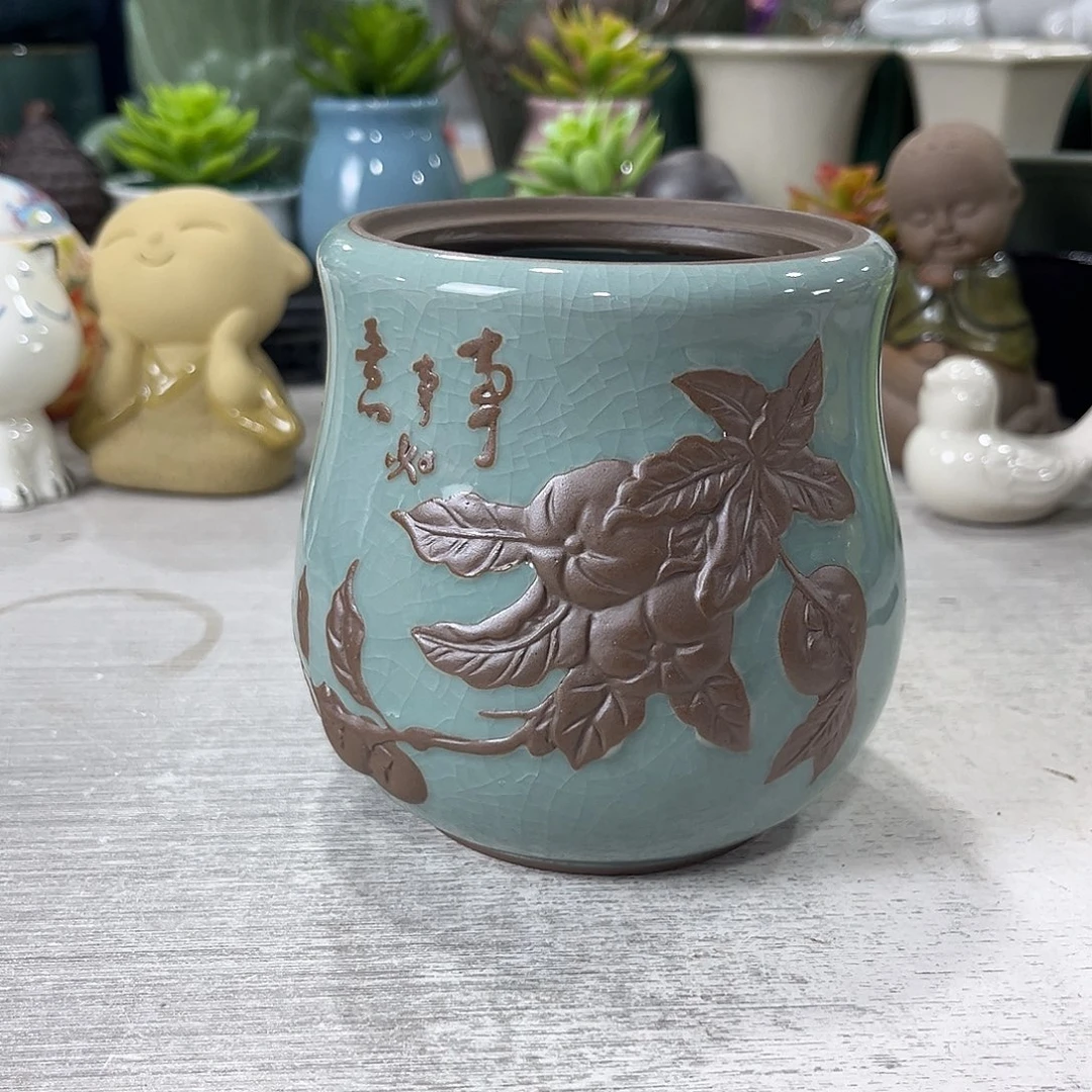 陶瓷绿植多肉微瑕花盆口径8.5*11无孔
