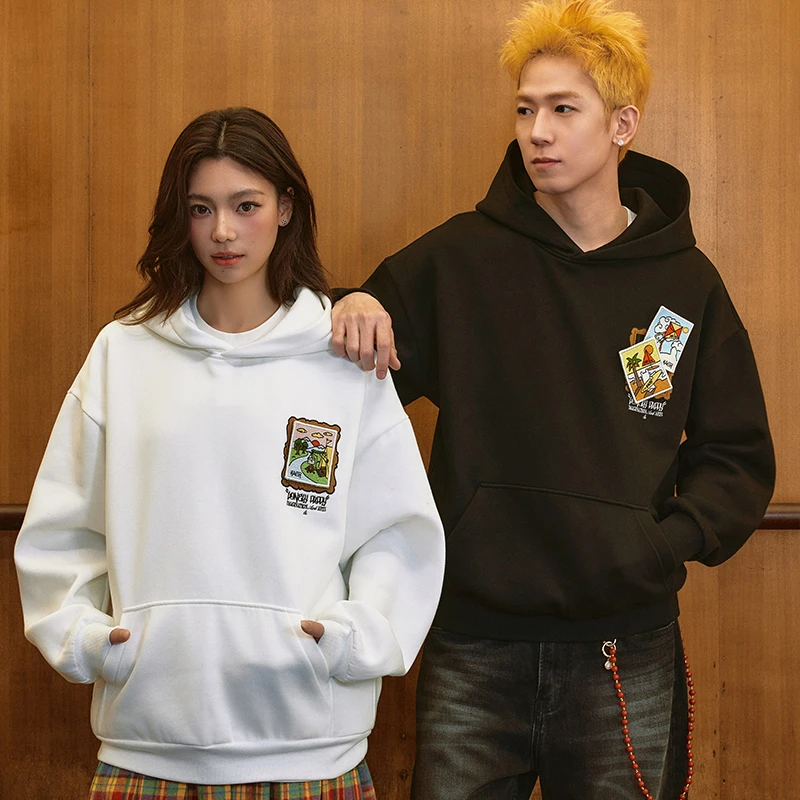 harshandcruel·“慢人小画框”可替换魔术贴连帽加绒卫衣