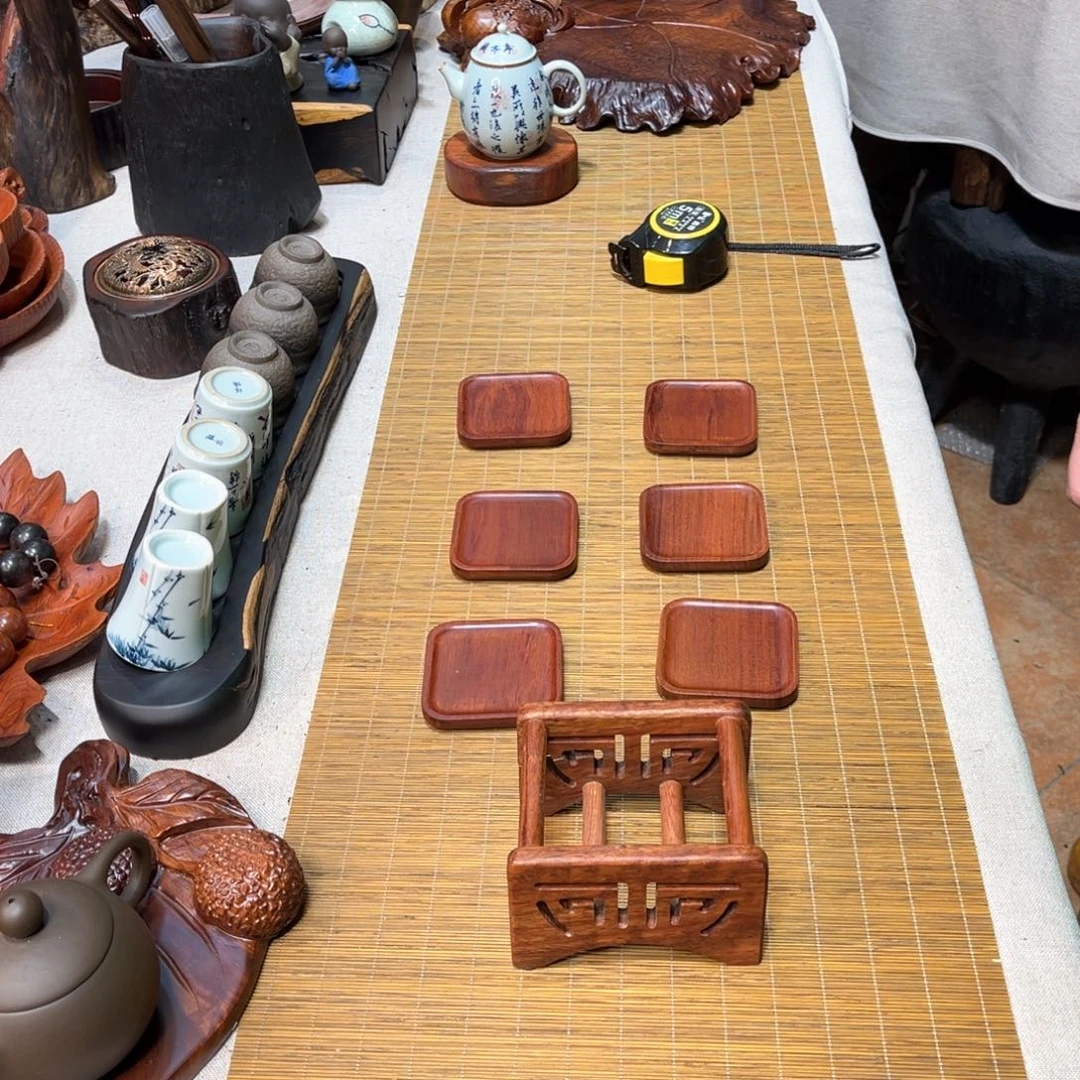 巴花实木杯垫七件套