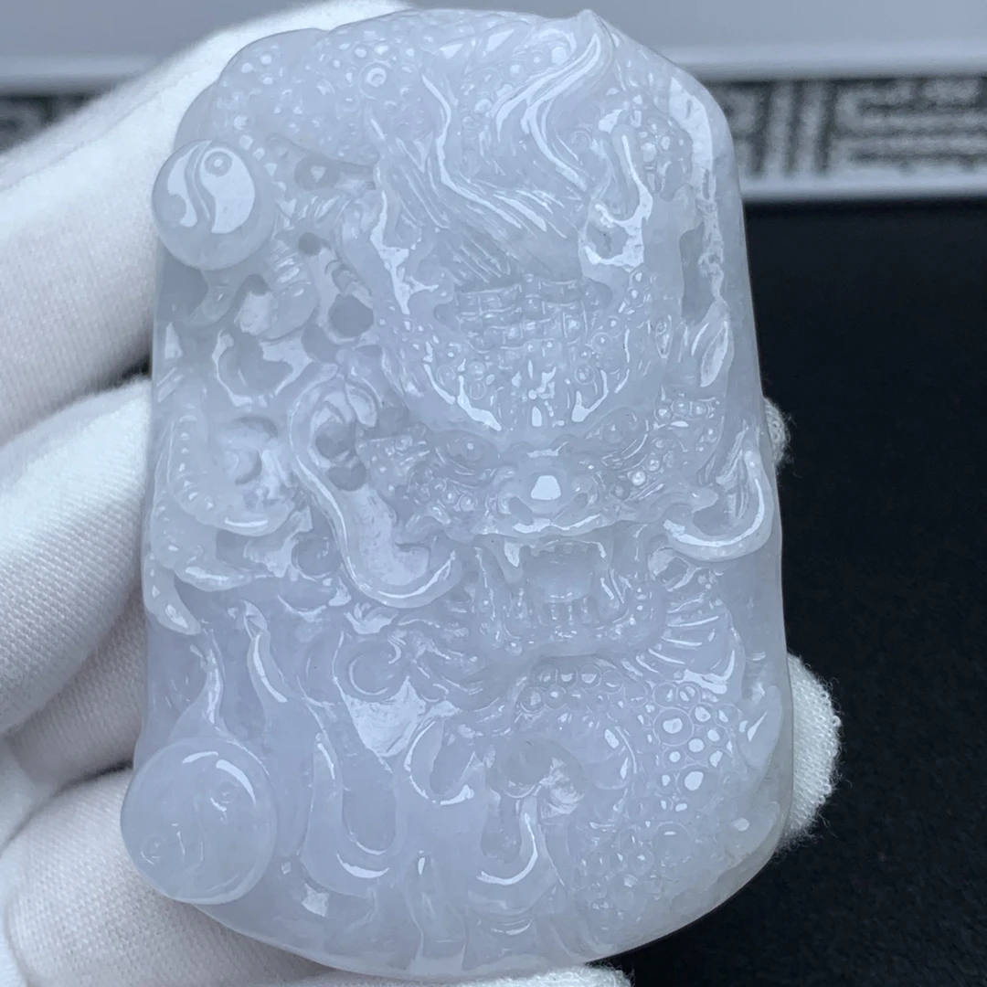 老坑精雕立体霸气龙牌挂件天然翡翠A货龙牌吊坠礼物正品