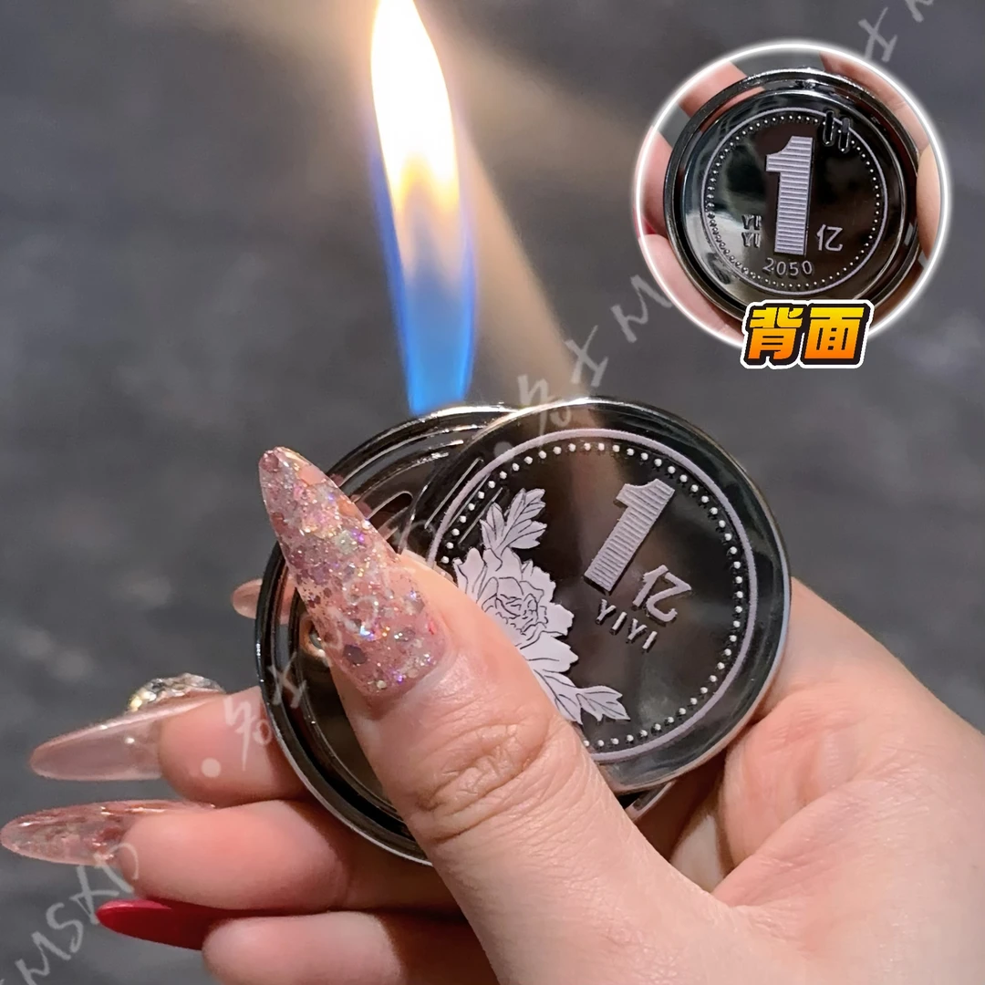 转~1~亿金属陀螺充气旋转创意全合金打火机网红个性硬币充气搞怪