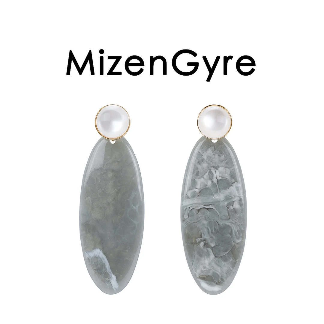 铜合金耳饰 MizenGyre小众设计新中式优雅椭圆吊坠耳环气质耳饰