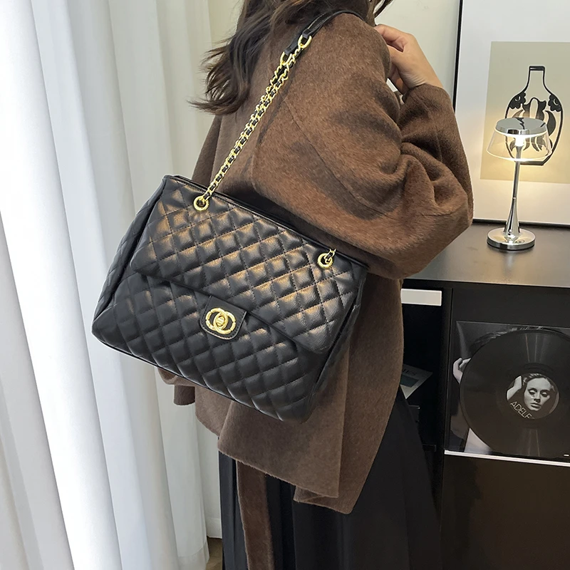 新款女士链条包2025百搭小香风包包高级感大容量菱格单肩斜跨包女