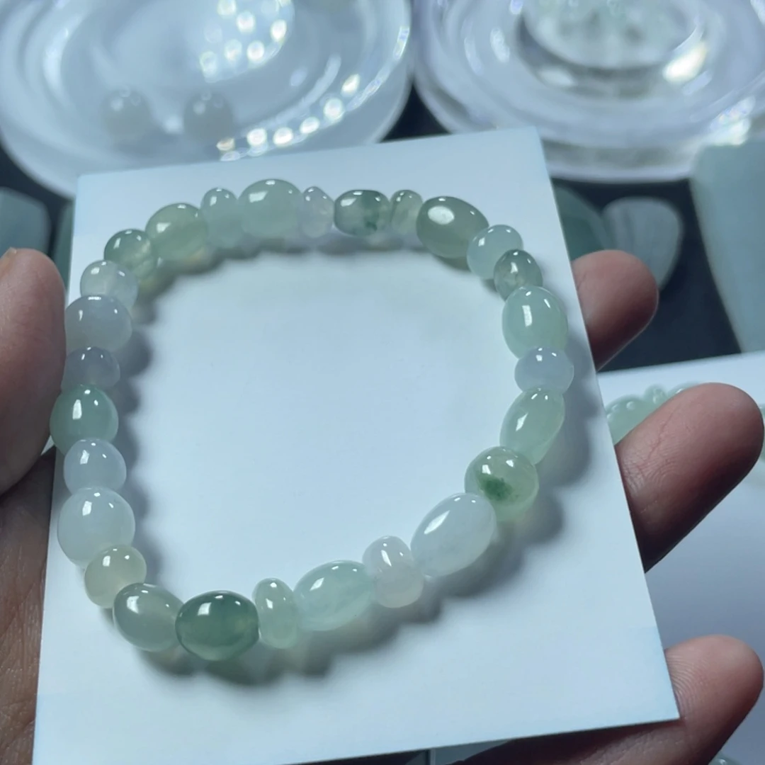 做***来翡翠未镶嵌手链随型手串26