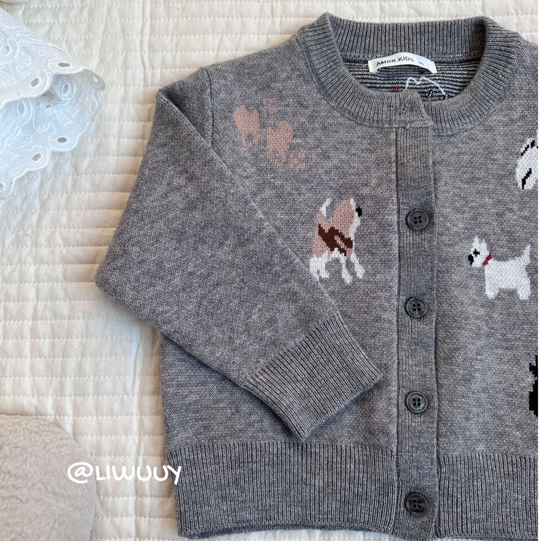 LIWUUY鲤坞儿童卡通小狗针织开衫外套