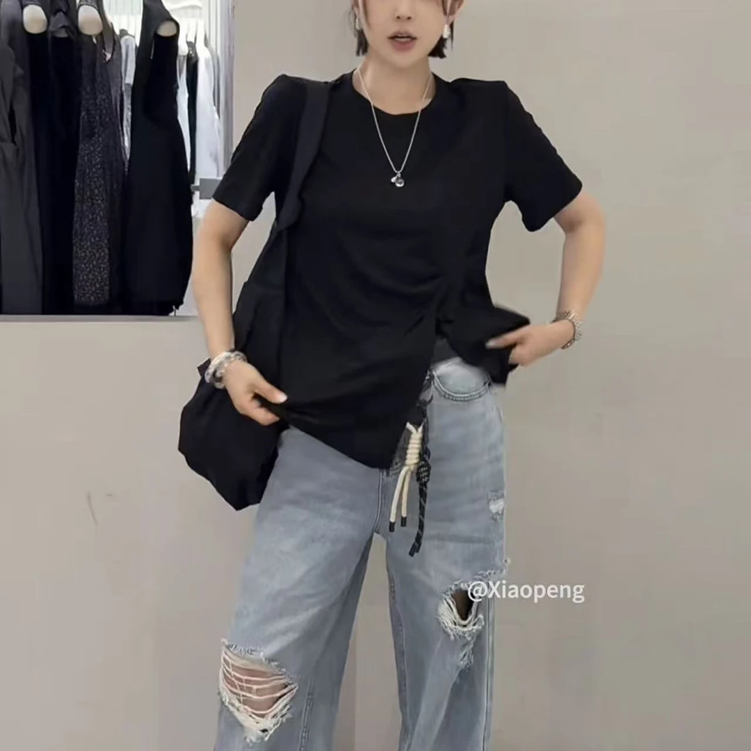 【杭州-新九天】NN985-时尚女装设计感T恤法式气质显瘦洋气百搭