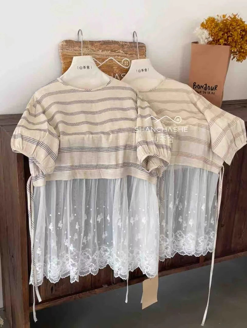 叨叨推荐款 SCS#6807#拼接花边短袖 FL