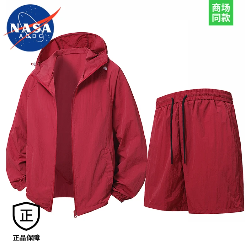 NASA夏季轻薄款冰丝防晒衣男女皮肤衣休闲运动防晒服套装男士