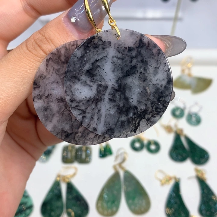 翡翠银S925镶嵌耳饰耳饰