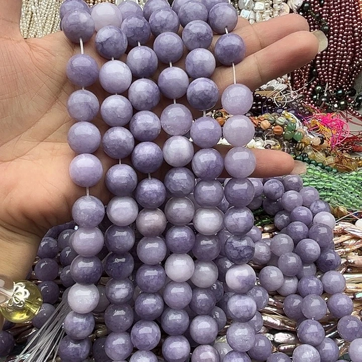 玛瑙/玉髓未镶嵌珠宝半成品一条14mm薰衣草