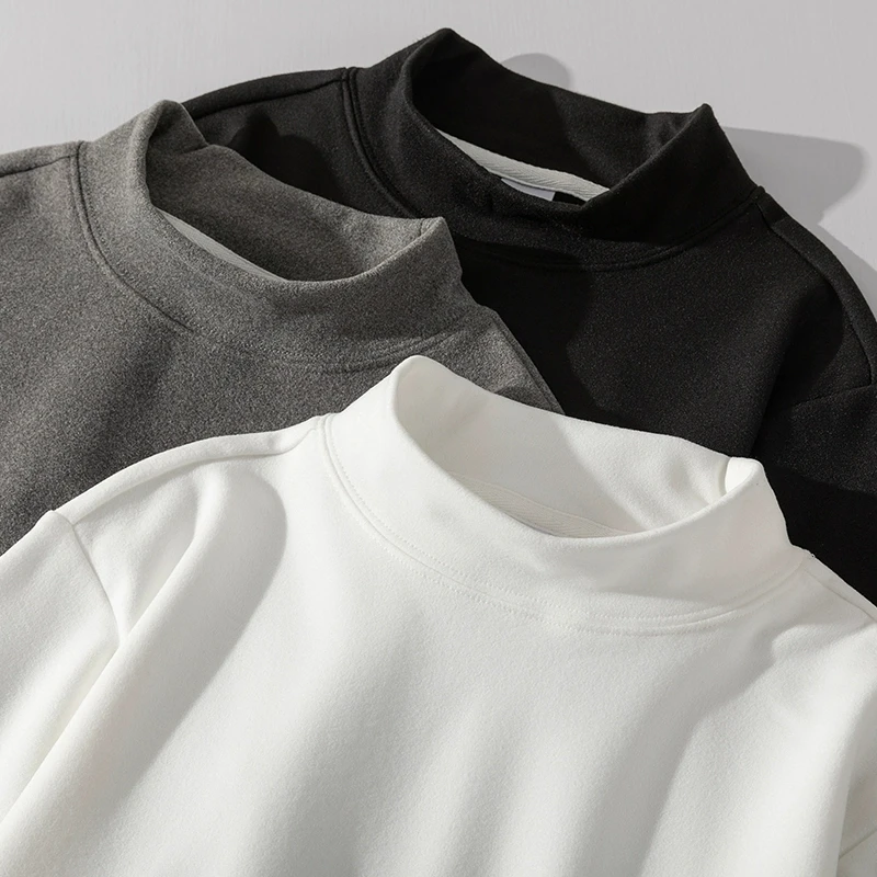 双面德绒恒温保暖内衣内搭男士打底衫半高领长袖t恤秋衣上衣服男