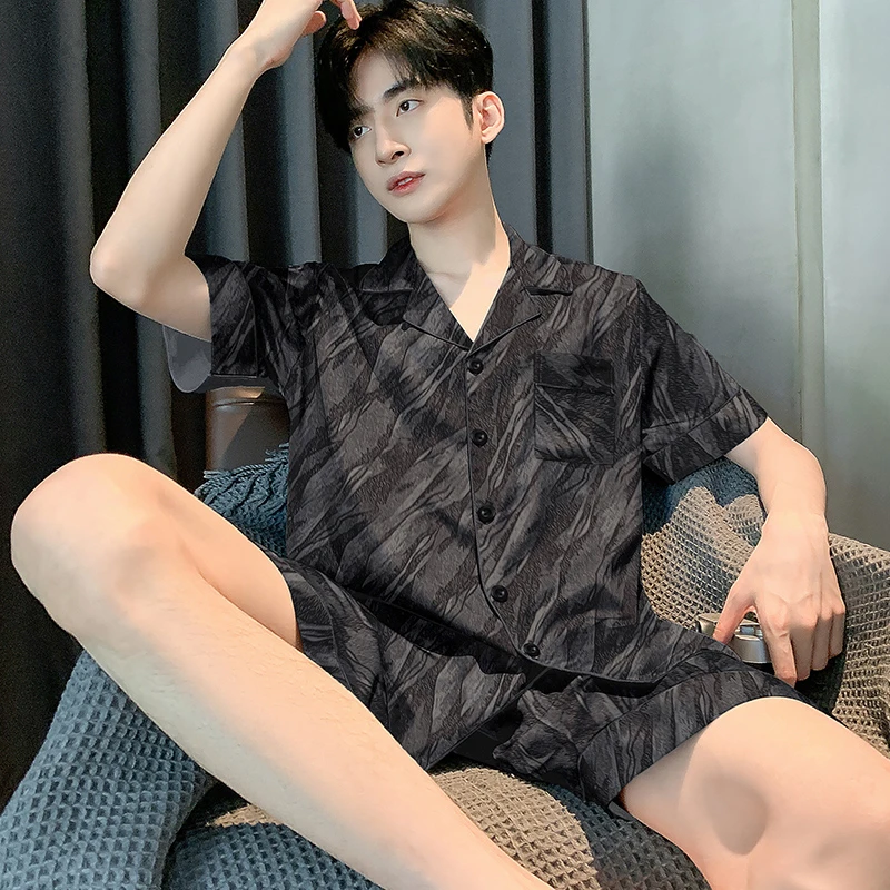 2025新款夏季冰丝睡衣男短袖夏天男士薄款仿真丝绸大学生青年套装