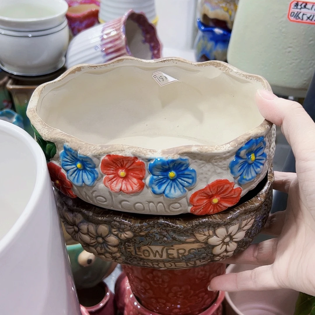 有孔外贸尾单陶瓷花盆凑单10米包邮