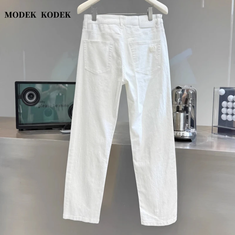 MODEK KODEK轻奢潮牌休闲直筒宽松牛仔裤男士高级感刺绣复古长裤