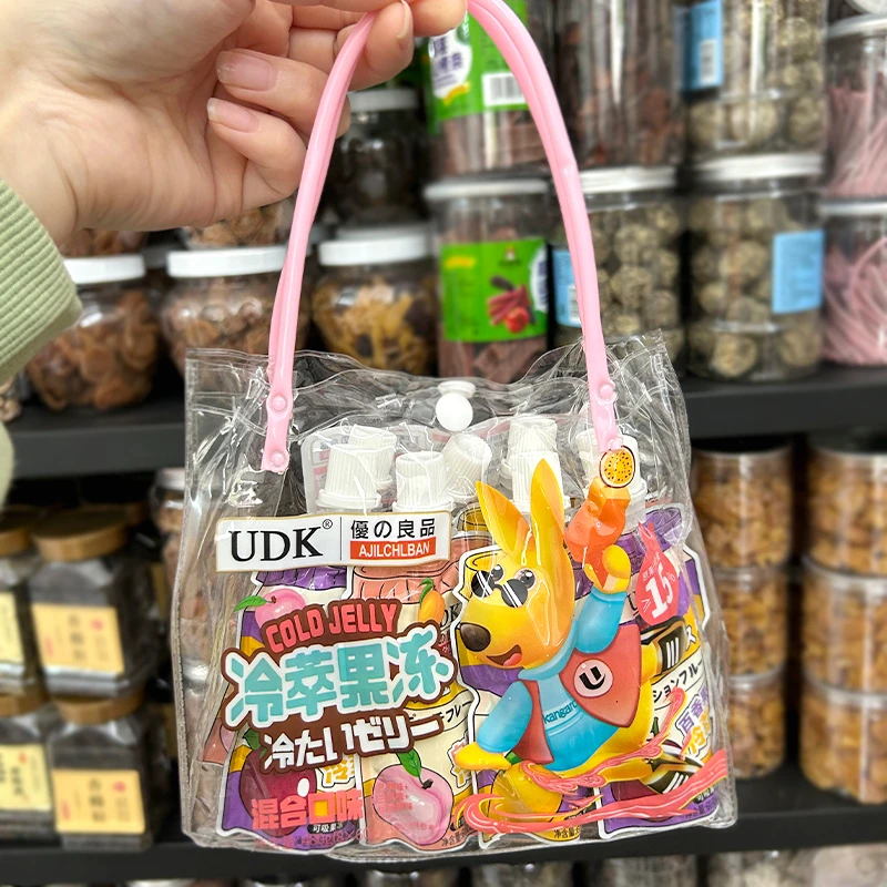 优之良品手拎袋萌小鸭综合味背包吸吸冷萃果冻480g卡通果冻