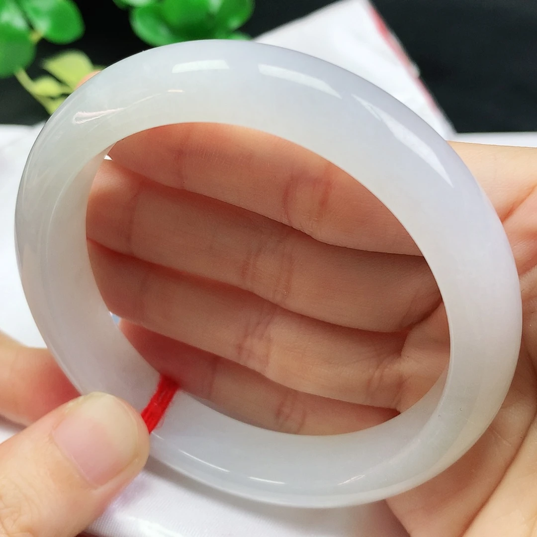 未镶嵌手镯翡翠58.8圈口白月光124