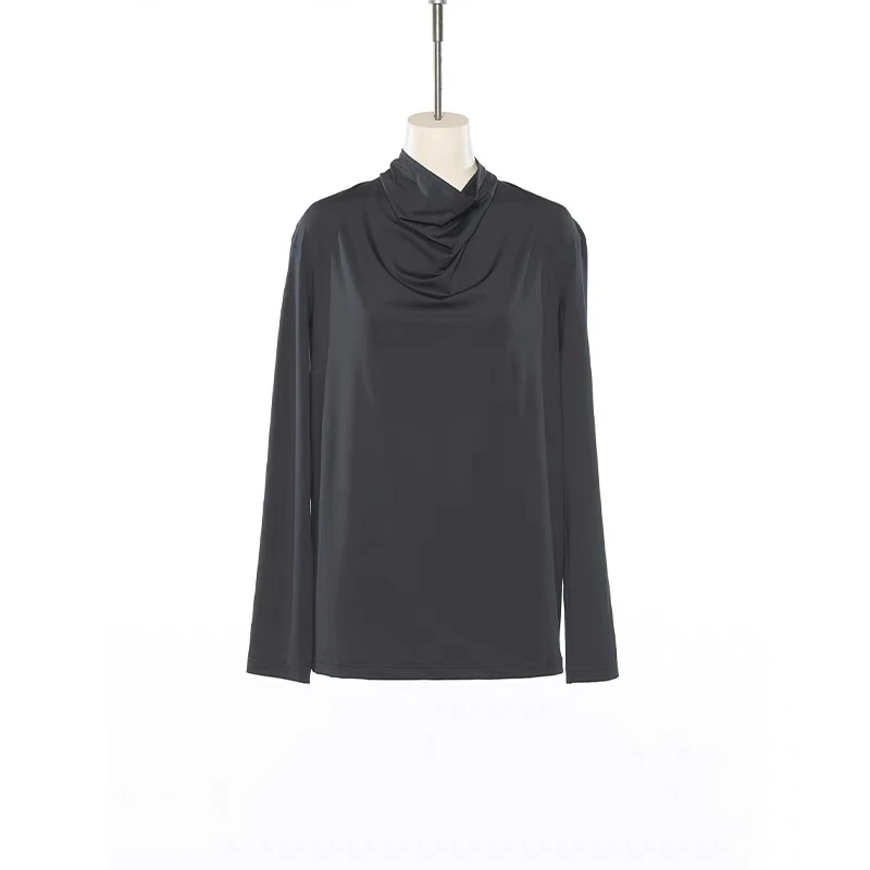 PUSHBUTTON 25PS新品设计师zero系列品牌深灰/棕色长袖上衣宽松女