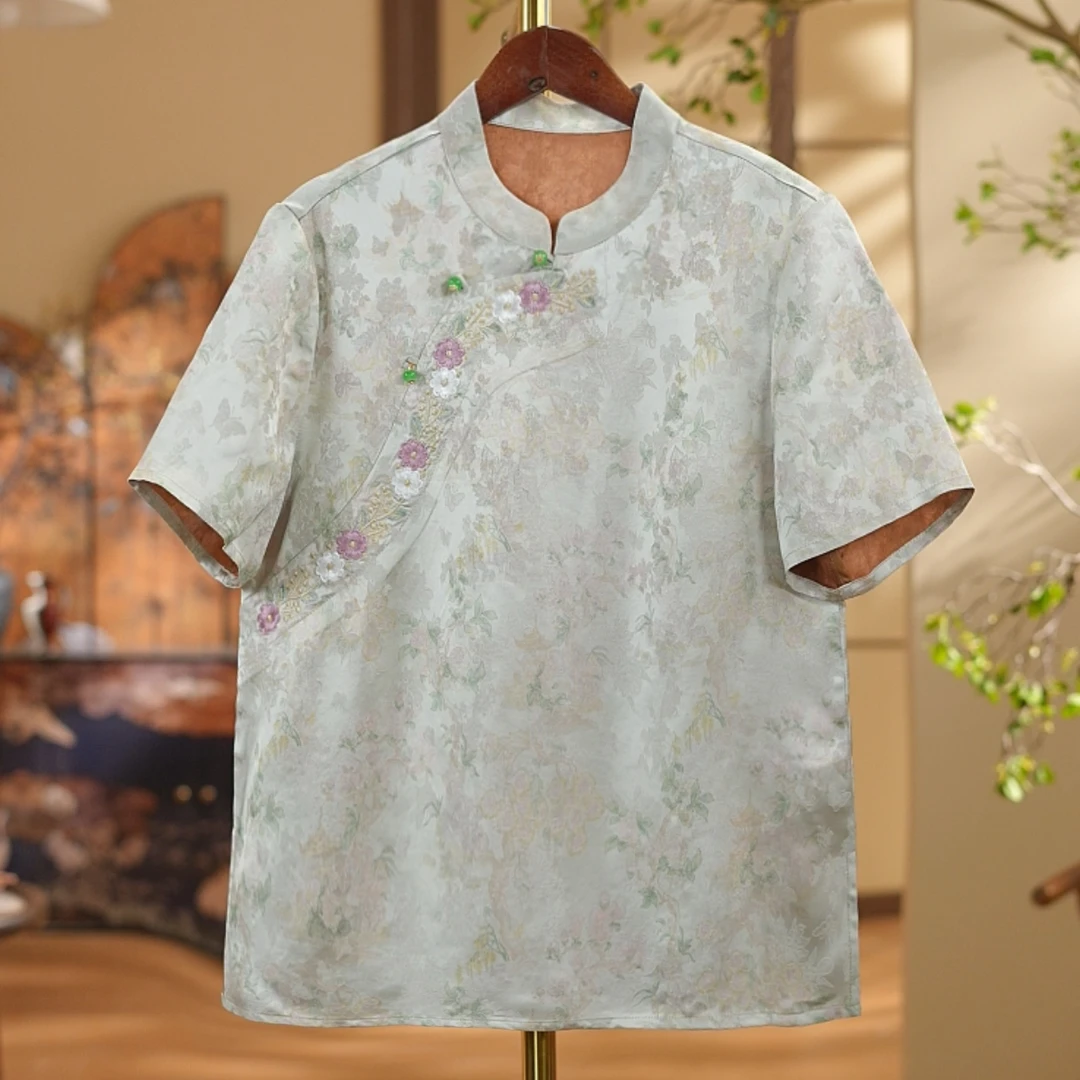 《画桥萧-小衫》2025新中式国风提花女士百搭小衫