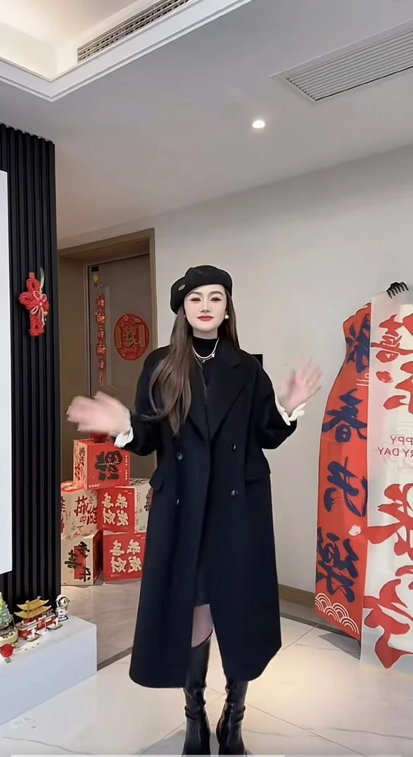 NANJIE/楠姐【波尔多假期】气质氛围感韩系羊毛长款大衣XNS6187